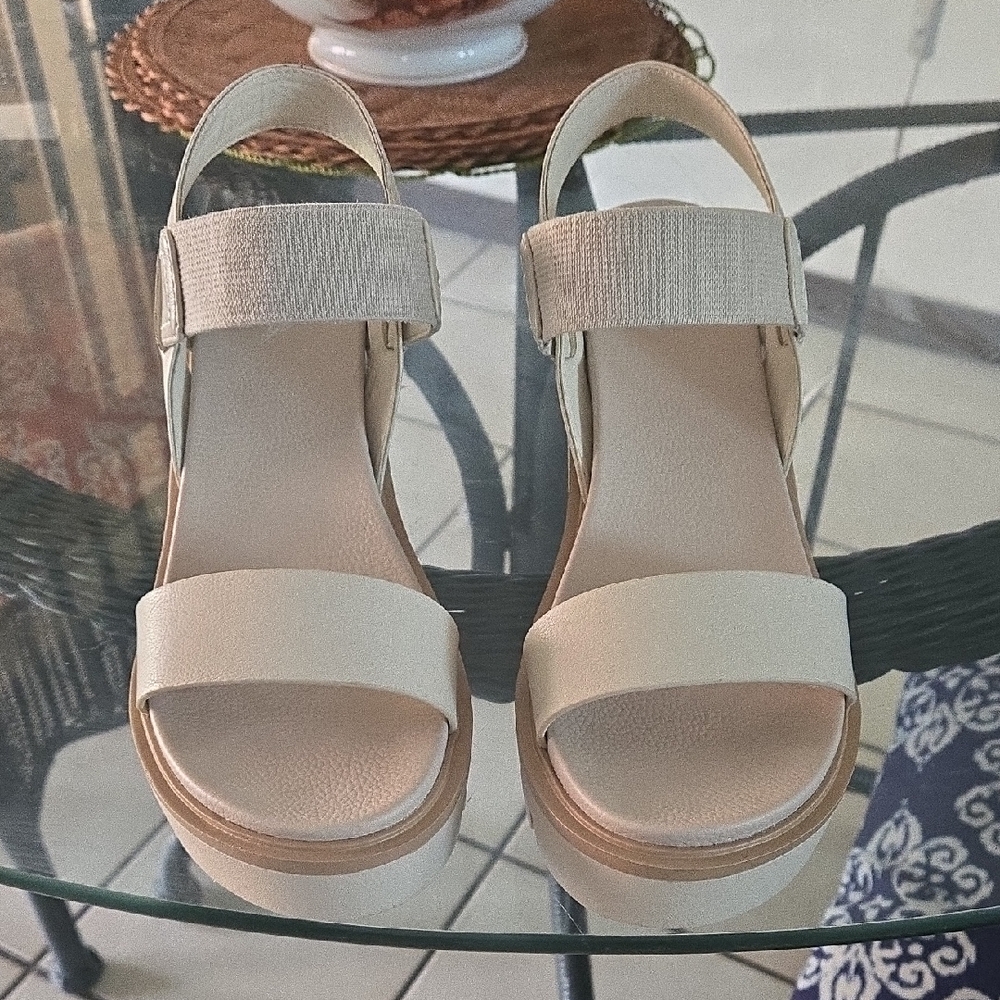 MIA Cream Sandals with Chunky Platform Sole